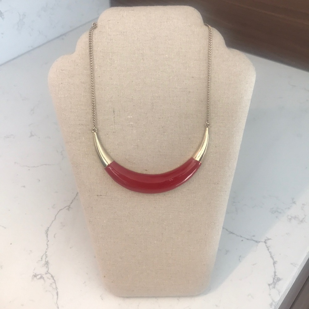 3/$24 Gold Statement Necklace w/ Red Accent